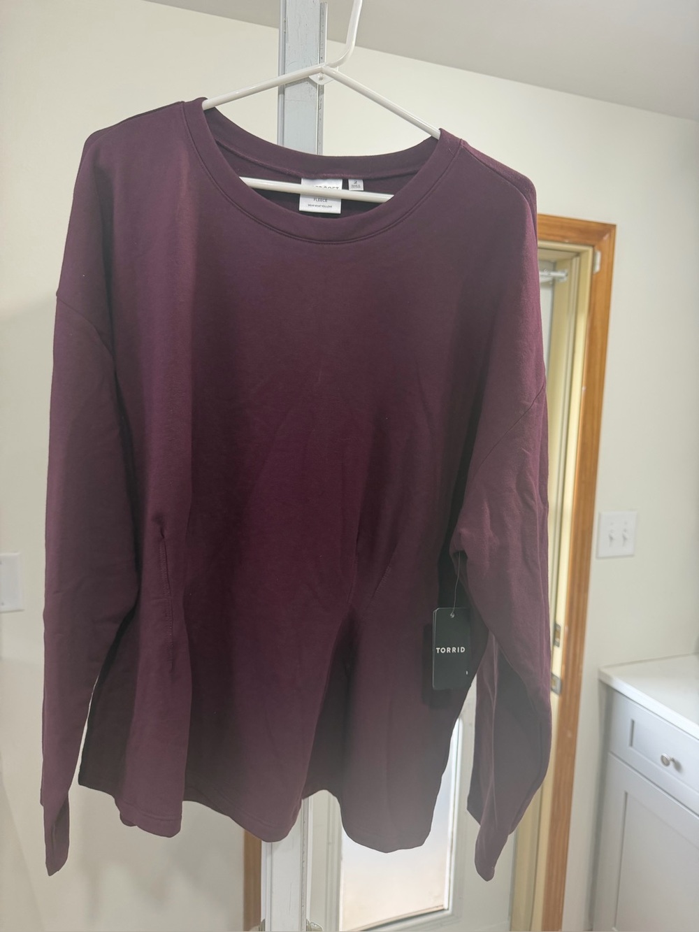 Torrid Long Sleeve super soft Crewneck Top - Burgundy